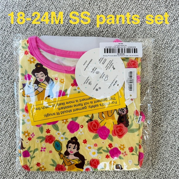 Little Sleepies Disney Princess Belle short sleeve pants set 18-24M